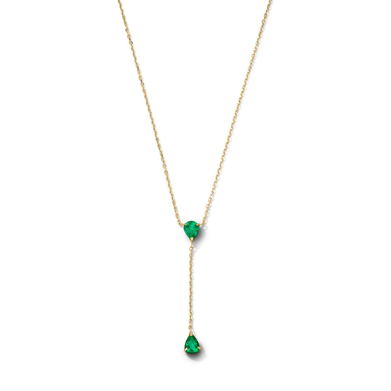 Pear Shaped Green Emerald Lariat Necklace 0
