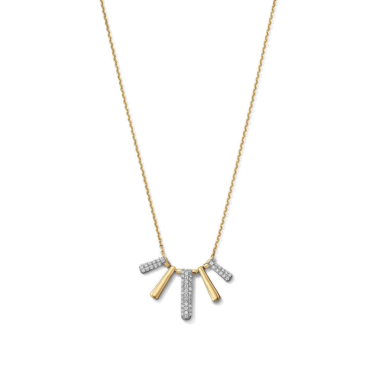 Solid Gold & Diamond Bar Pendant Necklace