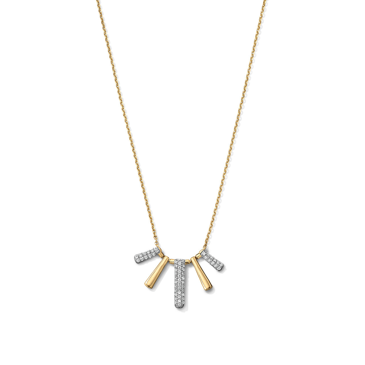 Solid Gold & Diamond Bar Pendant Necklace