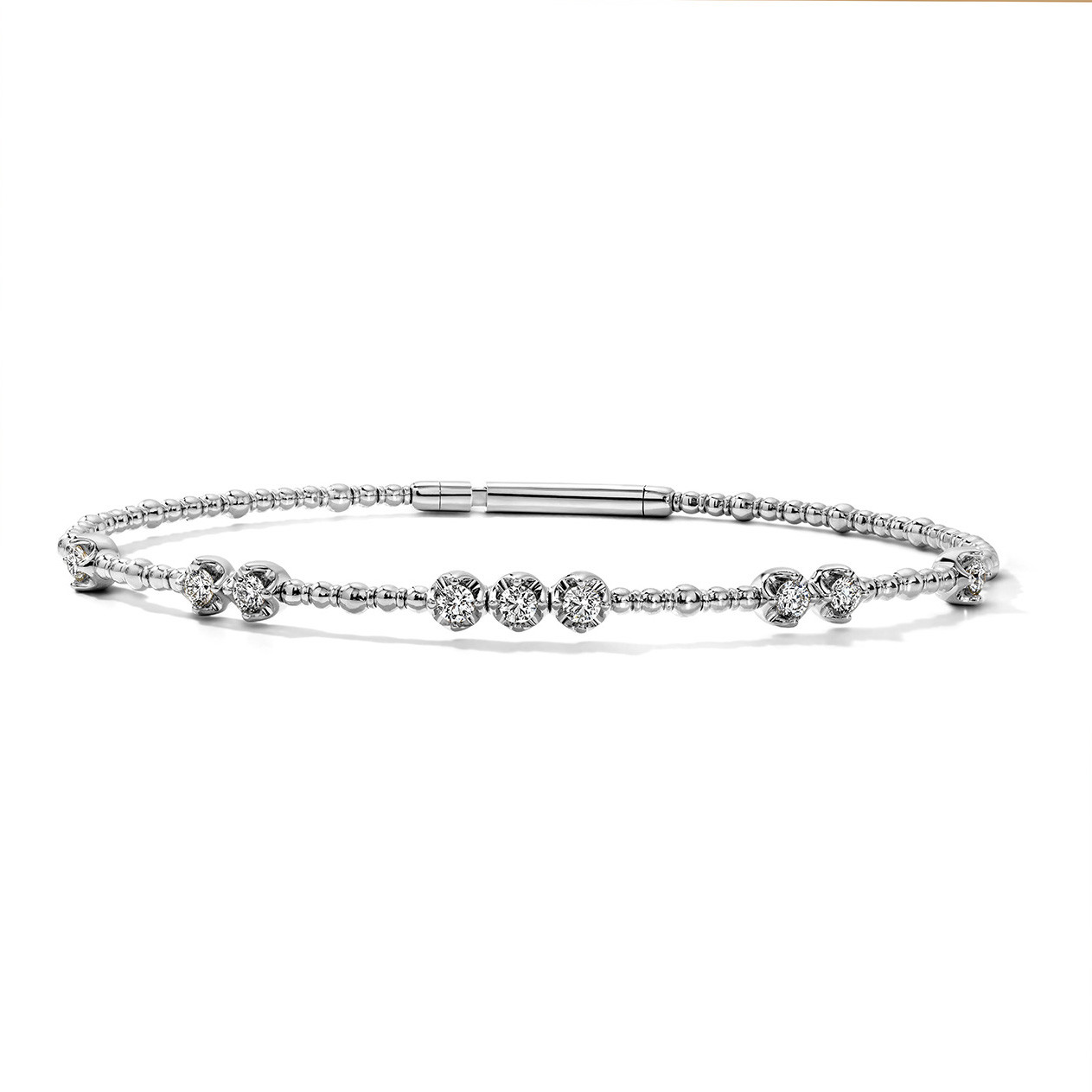 Station Diamond Gold Beaded Flexible Bracelet 0