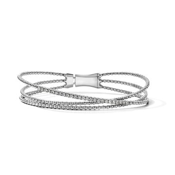 Three Row Diamond Wrap Bracelet In White Gold 14K