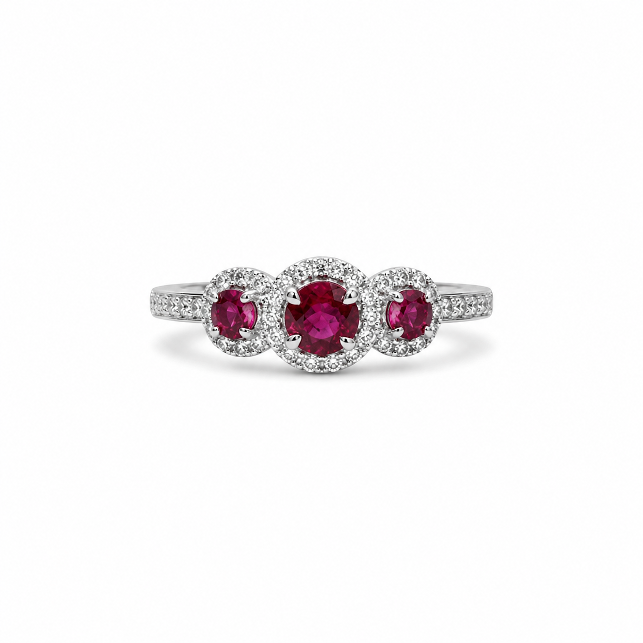 Ruby & Diamond Three Stone Ring 0