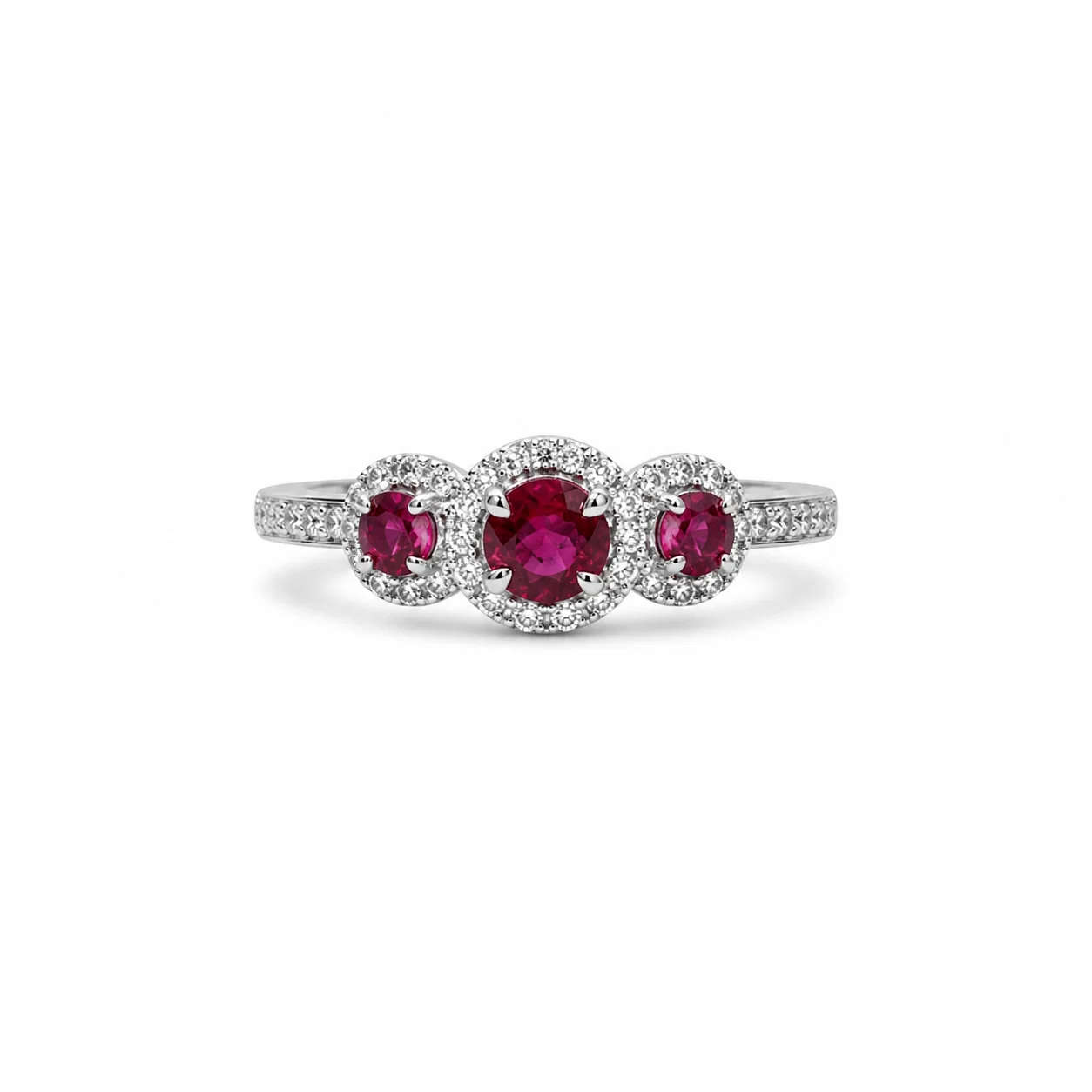 Ruby & Diamond Three Stone Ring