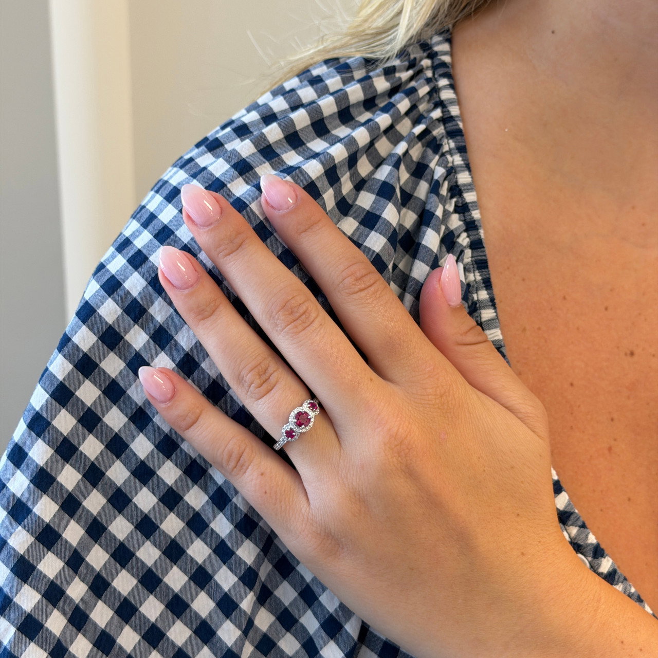 Ruby & Diamond Three Stone Ring