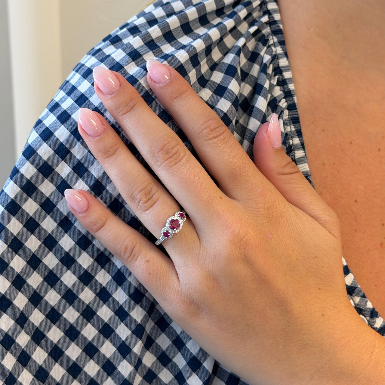 Ruby & Diamond Three Stone Ring