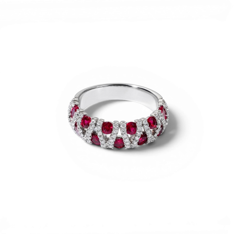 Ruby & Pave Diamond Link Band 0