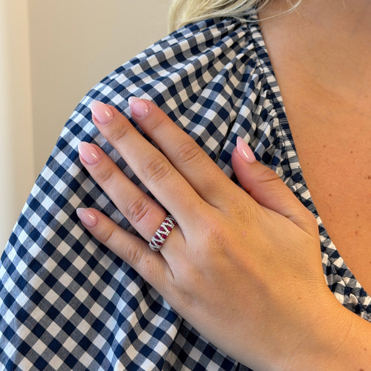 Ruby & Pave Diamond Link Band