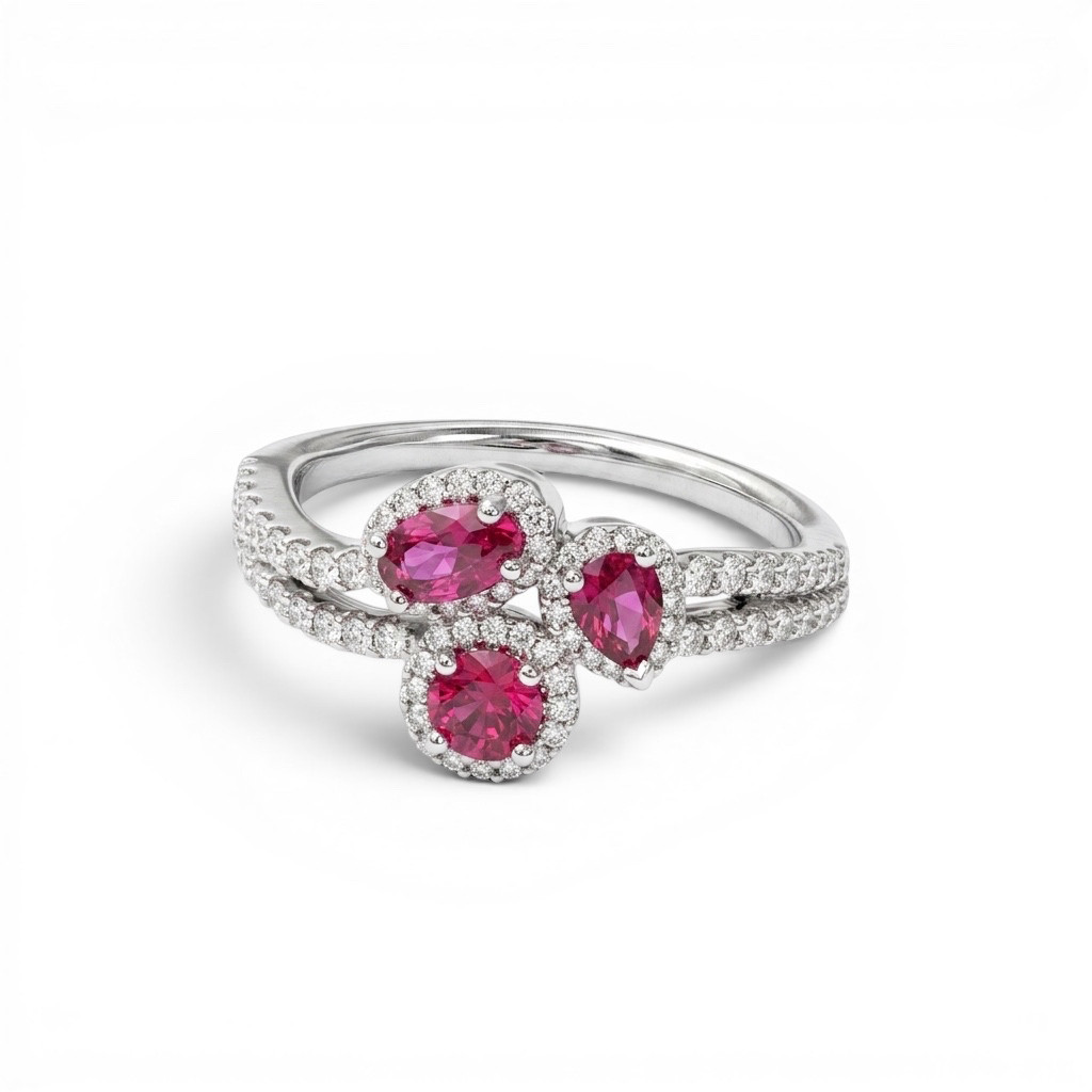 Ruby Trio Diamond Ring