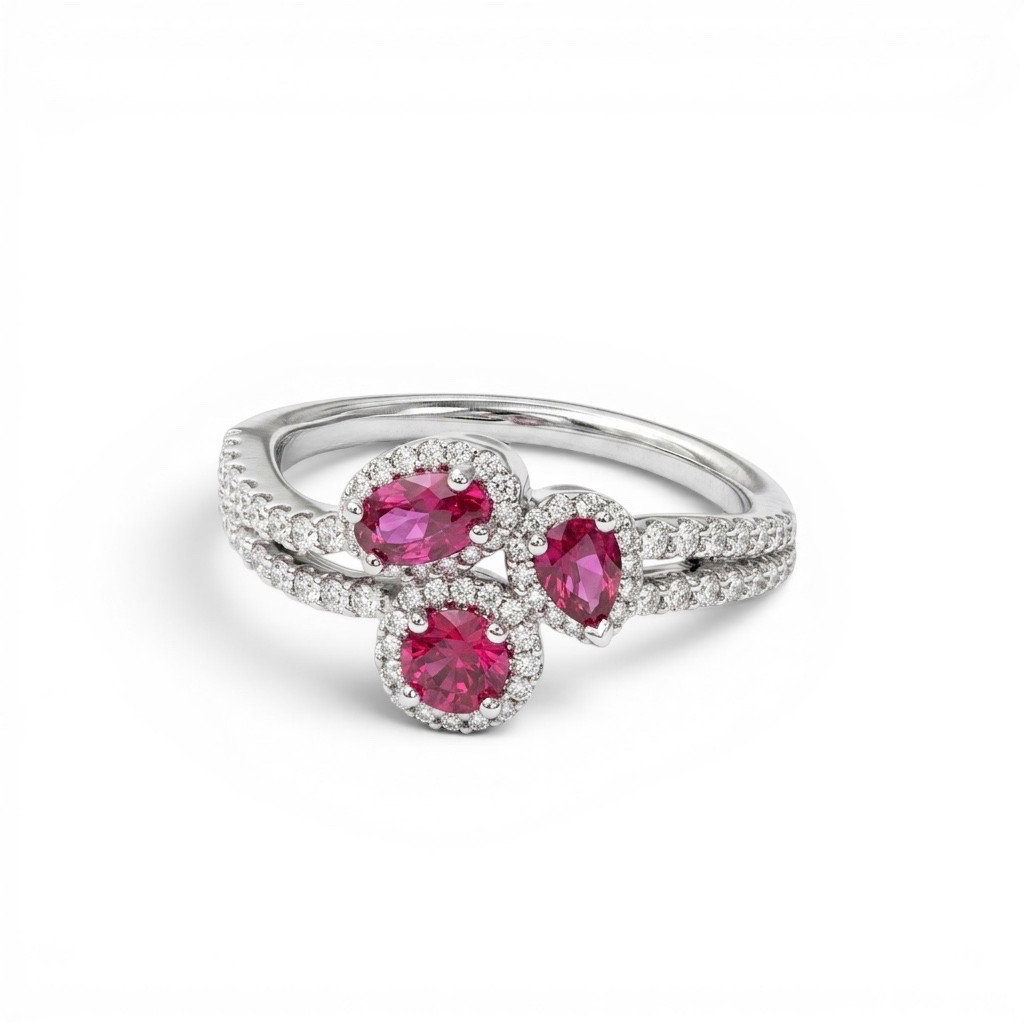 Ruby Trio Diamond Ring 0