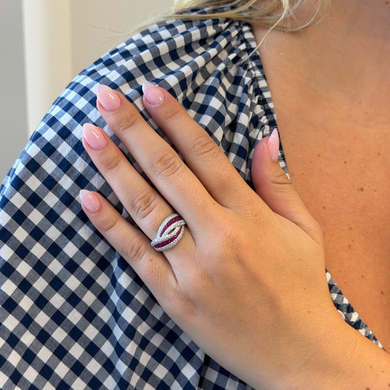 Ruby & Diamond Crossover Ring