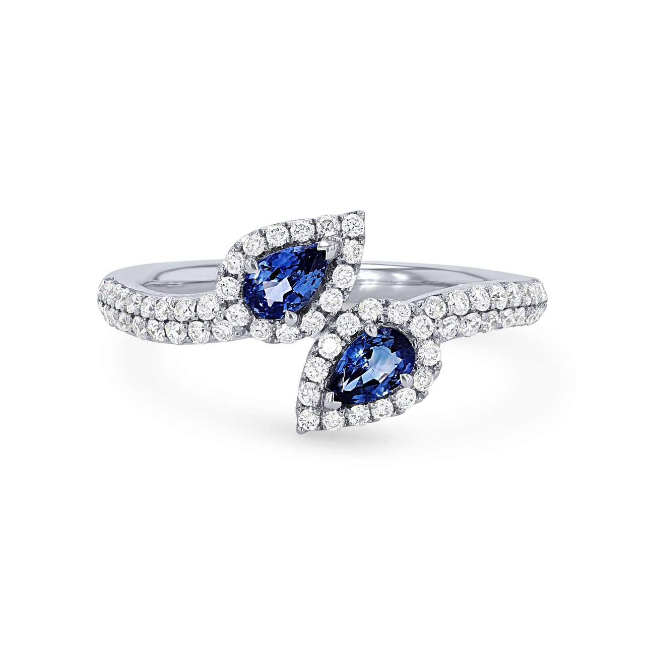 Pear Shape Sapphire & Diamond Bypass Ring