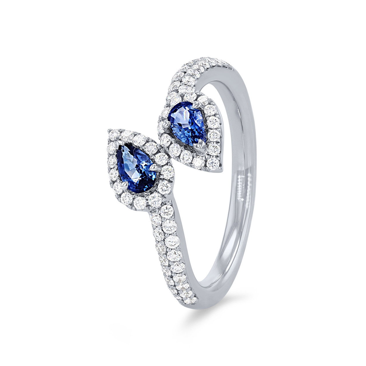 Pear Shape Sapphire & Diamond Bypass Ring