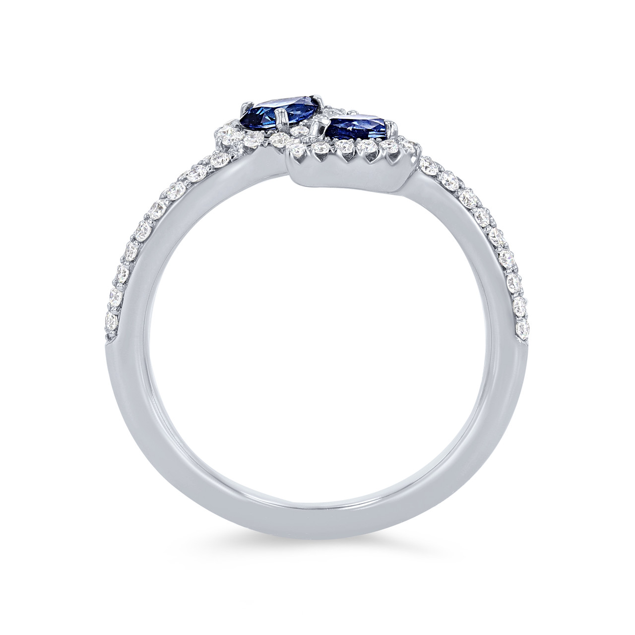 Pear Shape Sapphire & Diamond Bypass Ring