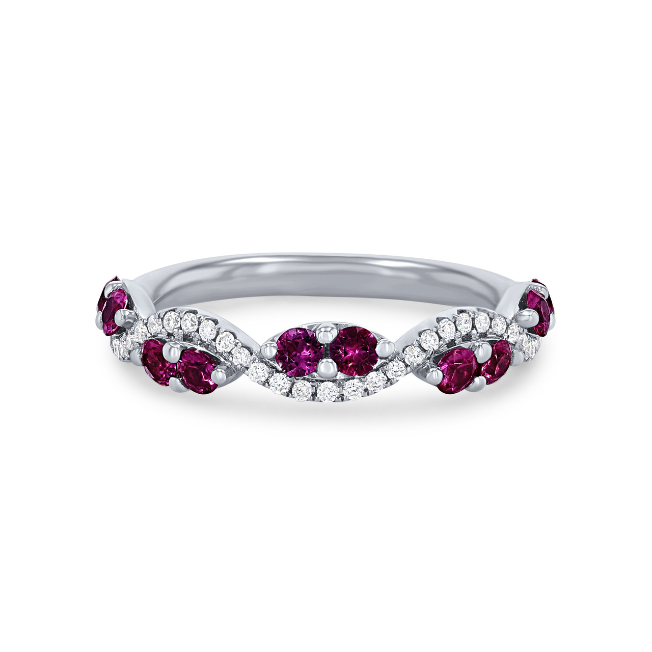 Ruby and Diamond Twist Wedding Band 0