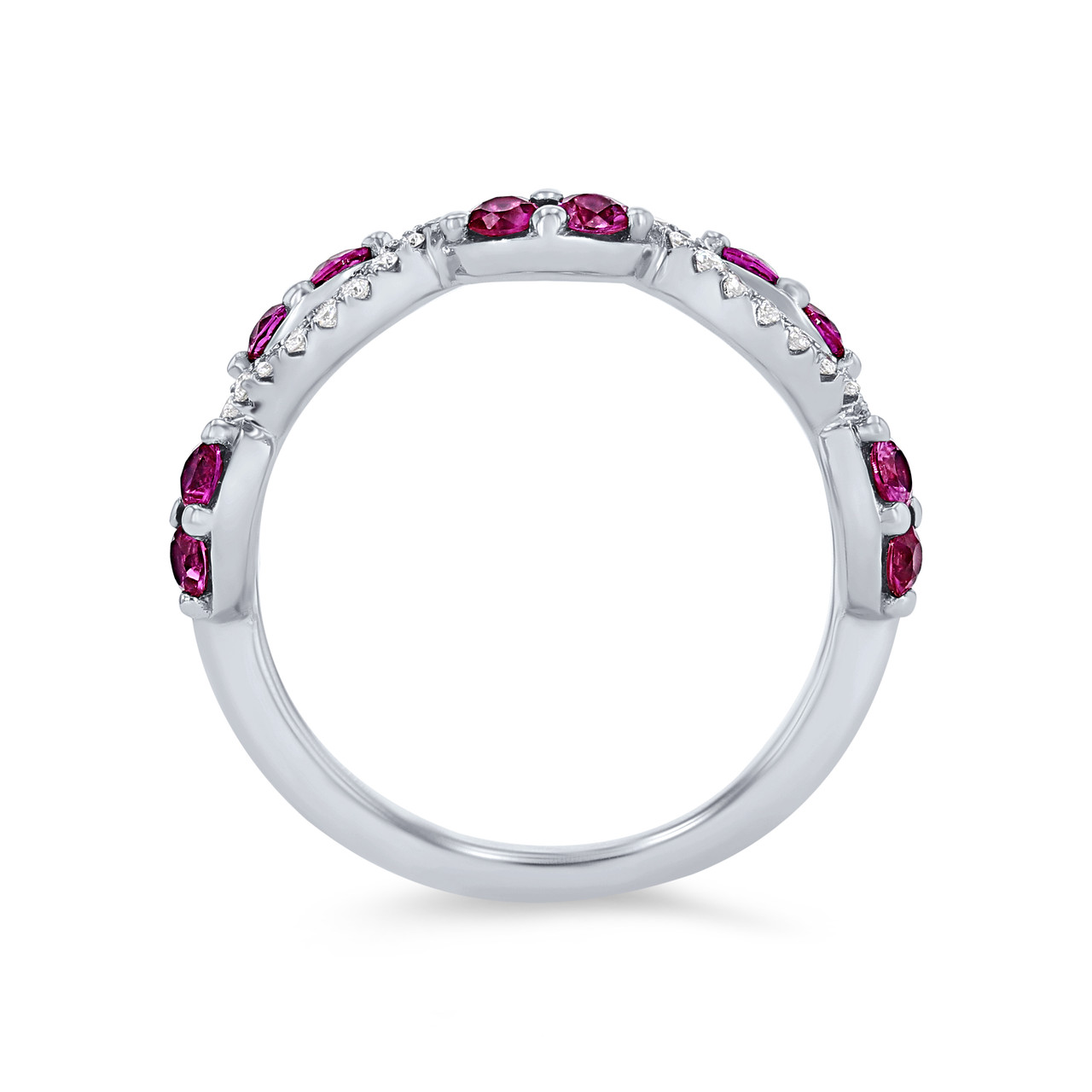 Ruby and Diamond Twist Wedding Band 2