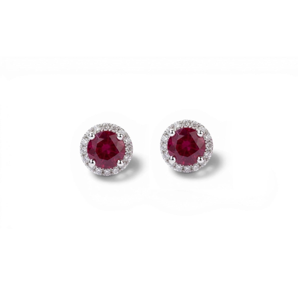 Ruby (1.00tw) & Diamond (0.14tw) Halo Stud Earrings 0
