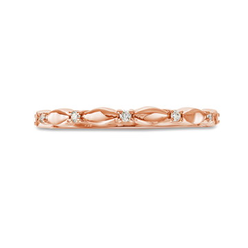 Rose Gold Scallop Station Wedding Band (0.07tw) In Solid 14K Rose Gold