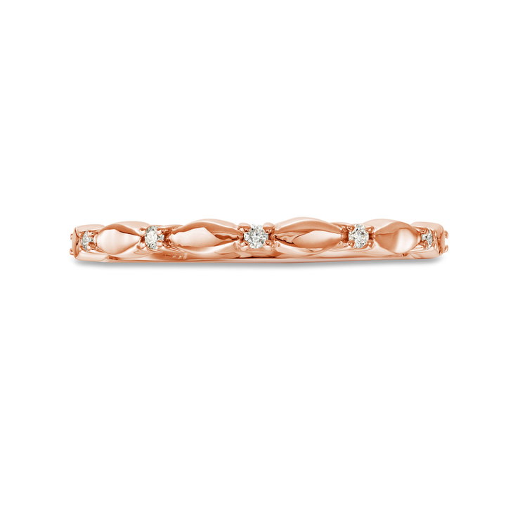 Rose Gold Scallop Station Wedding Band (0.07tw) In Solid 14K Rose Gold