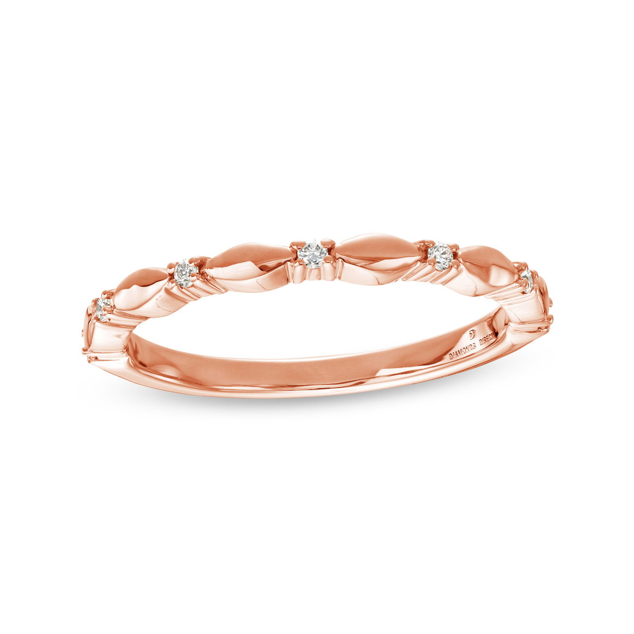 Rose Gold Scallop Station Wedding Band (0.07tw) 1