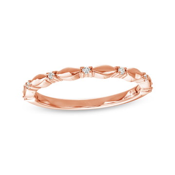 Rose Gold Scallop Station Wedding Band (0.07tw) In Solid 14K Rose Gold