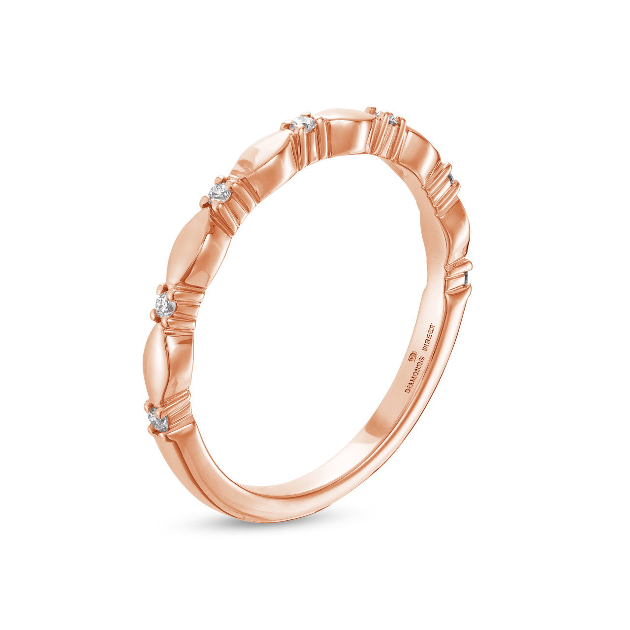 Rose Gold Scallop Station Wedding Band (0.07tw) 2