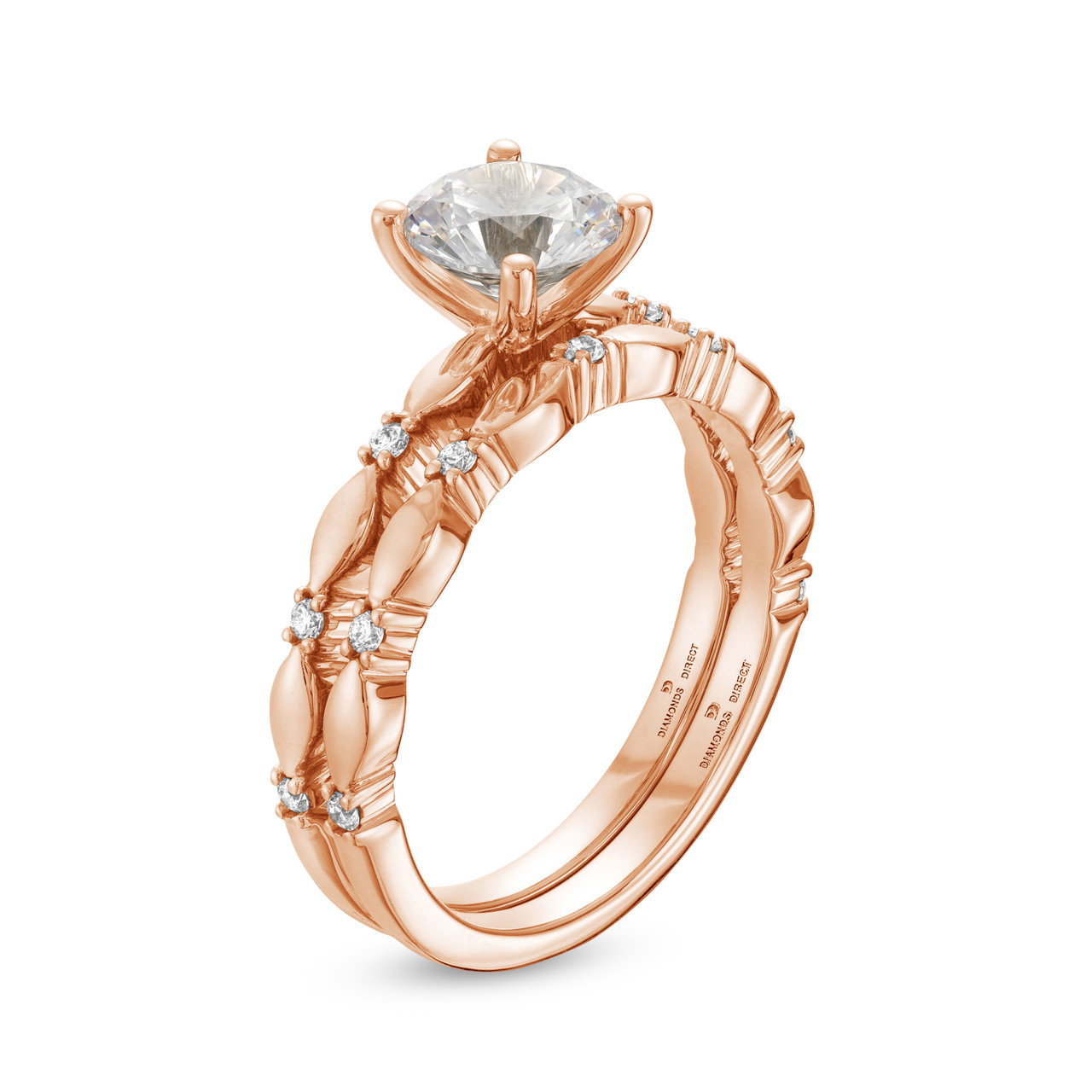 Rose Gold Scallop Station Wedding Band (0.07tw) 3
