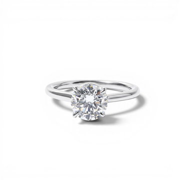 1.50tw Round Lab Grown Diamond Low Profile Solitaire Engagement Ring In Solid 14K White Gold