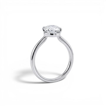 1.50tw Round Lab Grown Diamond Low Profile Solitaire Engagement Ring In Solid 14K White Gold