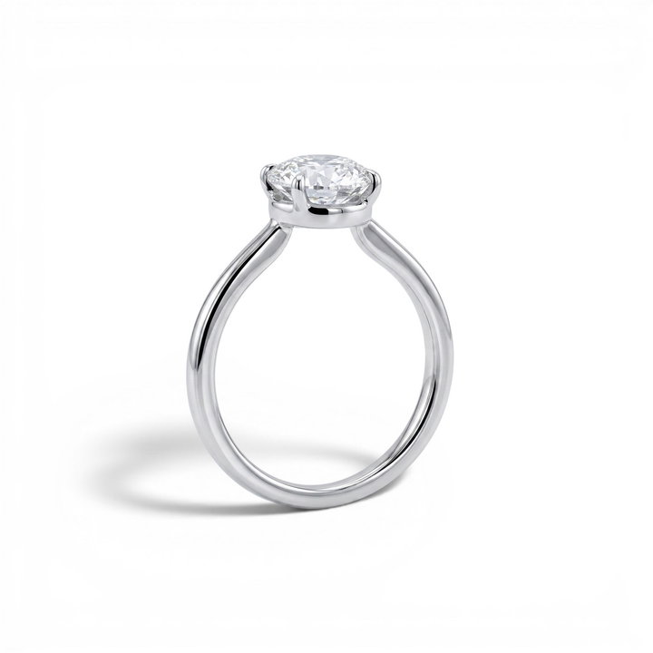 1.50ct Round Lab Grown Diamond Low Profile Solitaire Engagement Ring In Solid 14K White Gold
