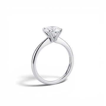 1.50tw Round Lab Grown Diamond Tapered Solitaire Engagement Ring In Solid 18K White Gold