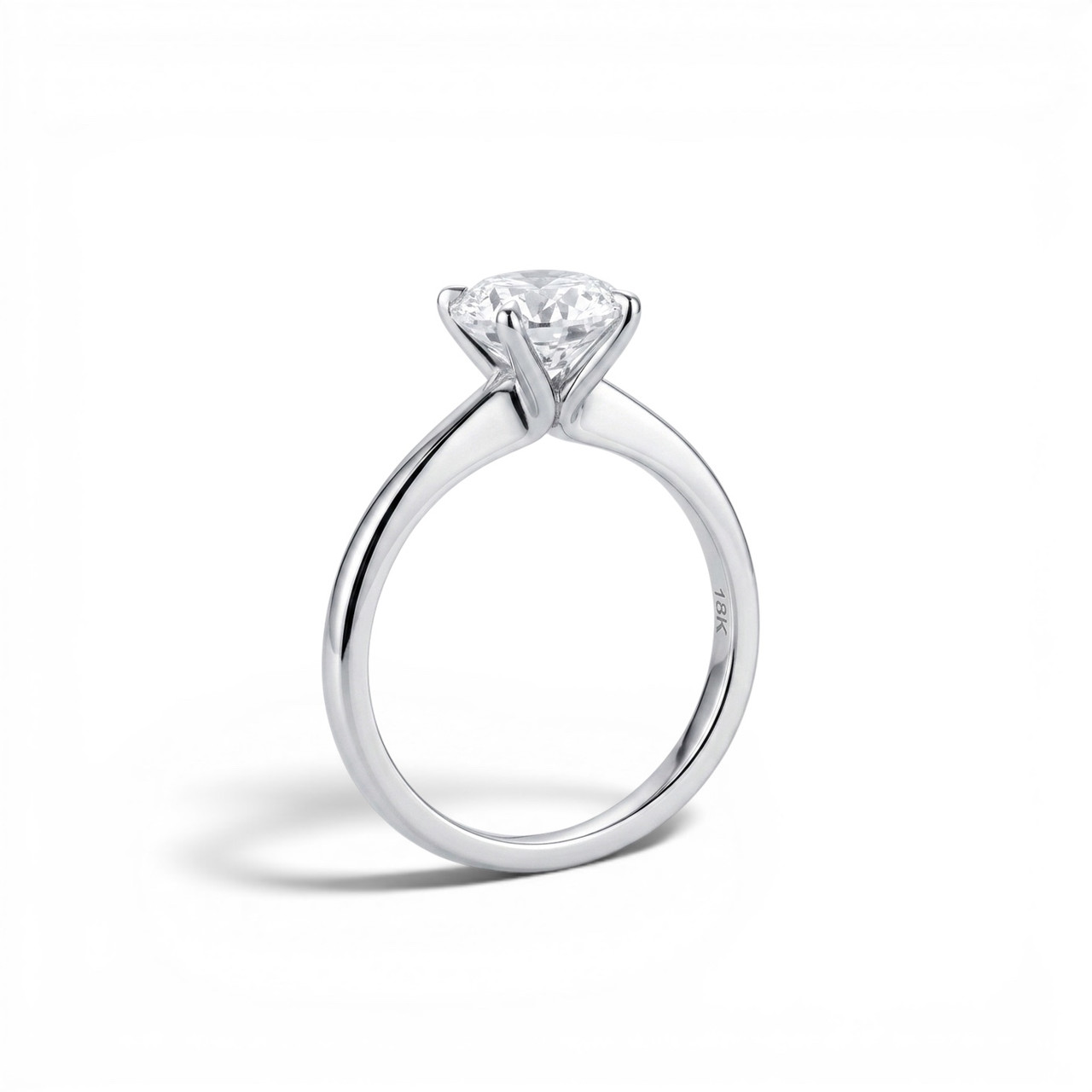 1.50ct Round Lab Grown Diamond Tapered Solitaire Engagement Ring