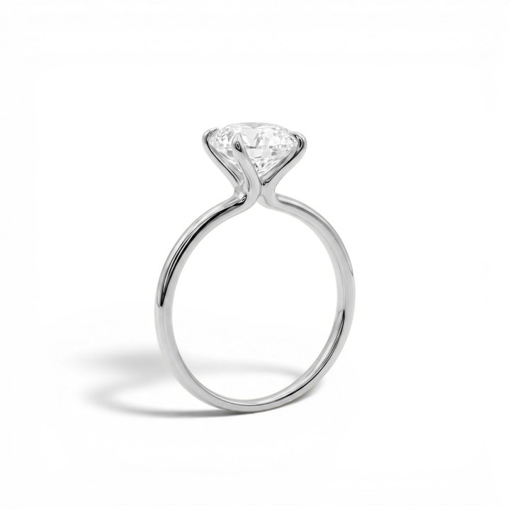 Round Lab Grown Diamond Swan Solitaire Engagement Ring In White Gold 14K