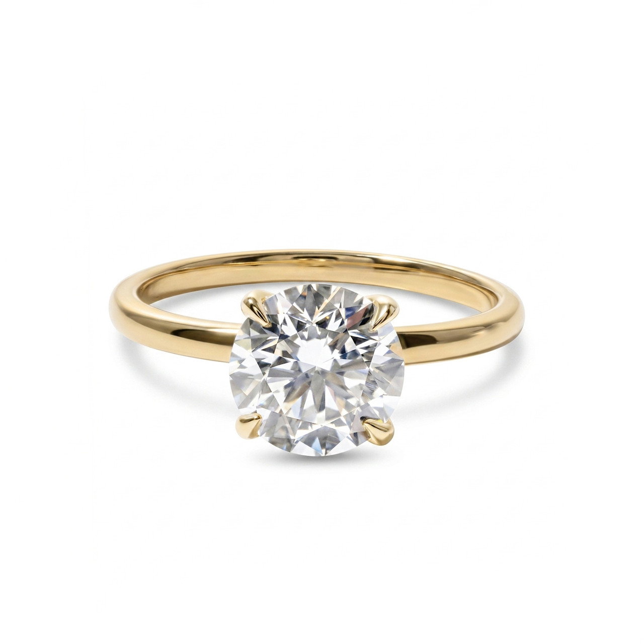 Round Lab Grown Diamond Swan Solitaire Engagement Ring