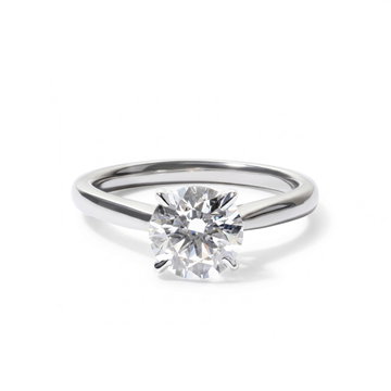 Round Lab Grown Diamond Tapered Cathedral Solitaire Engagement Ring In White Gold 18K