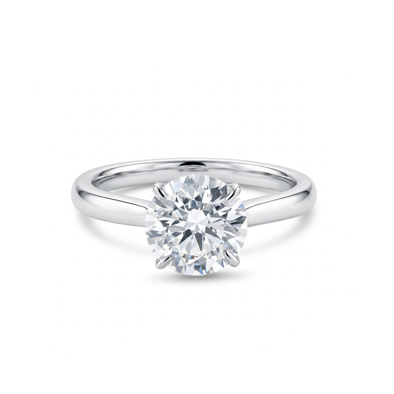 Round Lab Grown Diamond Tapered Cathedral Solitaire Engagement Ring 0