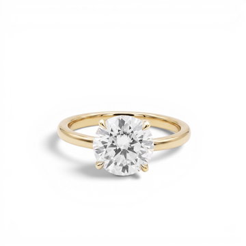 4.00tw Round Lab Grown Diamond Basket Cathedral Solitaire Engagement Ring In Solid 14K Yellow Gold