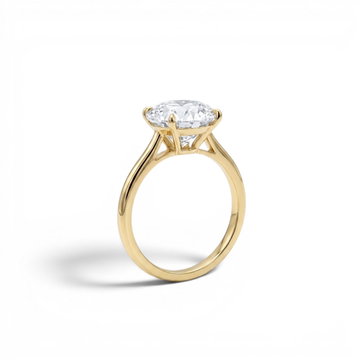 4.00tw Round Lab Grown Diamond Basket Cathedral Solitaire Engagement Ring In Solid 14K Yellow Gold