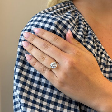 4.00tw Round Lab Grown Diamond Basket Cathedral Solitaire Engagement Ring In Solid 14K Yellow Gold