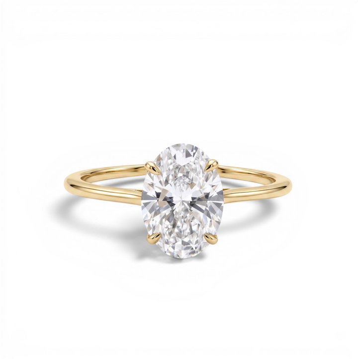2.00tw Oval Lab Grown Diamond Basket Cathedral Solitaire Engagement Ring In Solid 14K Yellow Gold