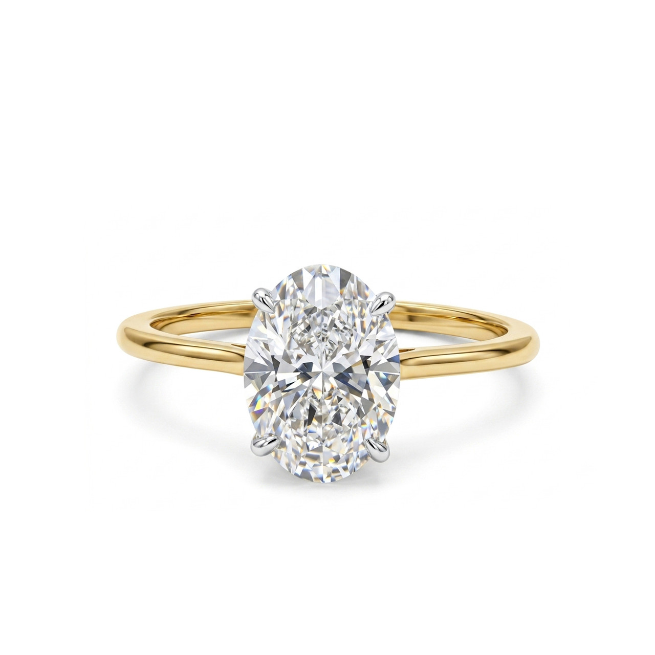 Oval Lab Grown Diamond Basket Cathedral Two-Tone Solitaire Engagement Ring 0