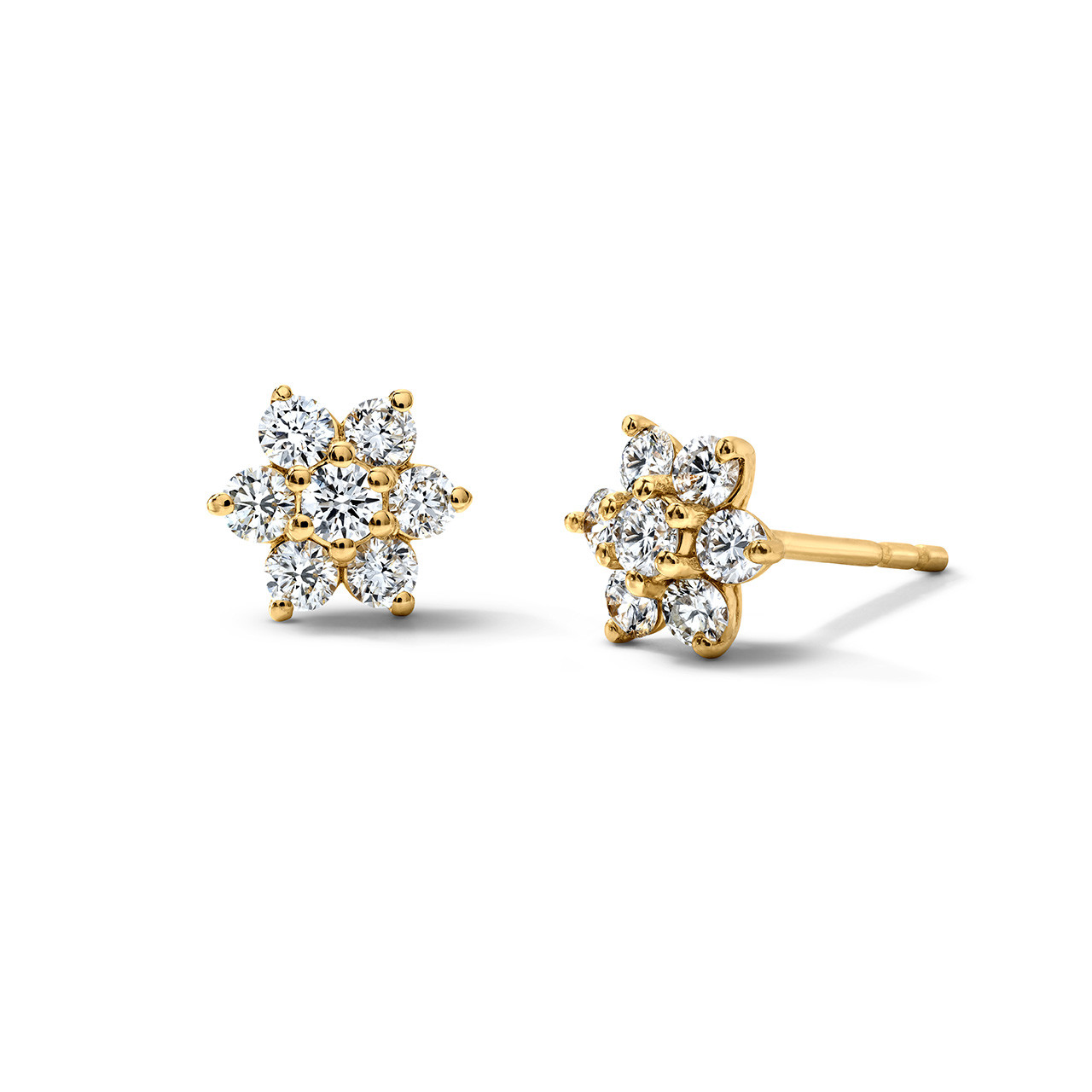 Diamond Cluster Flower Stud Earrings 0