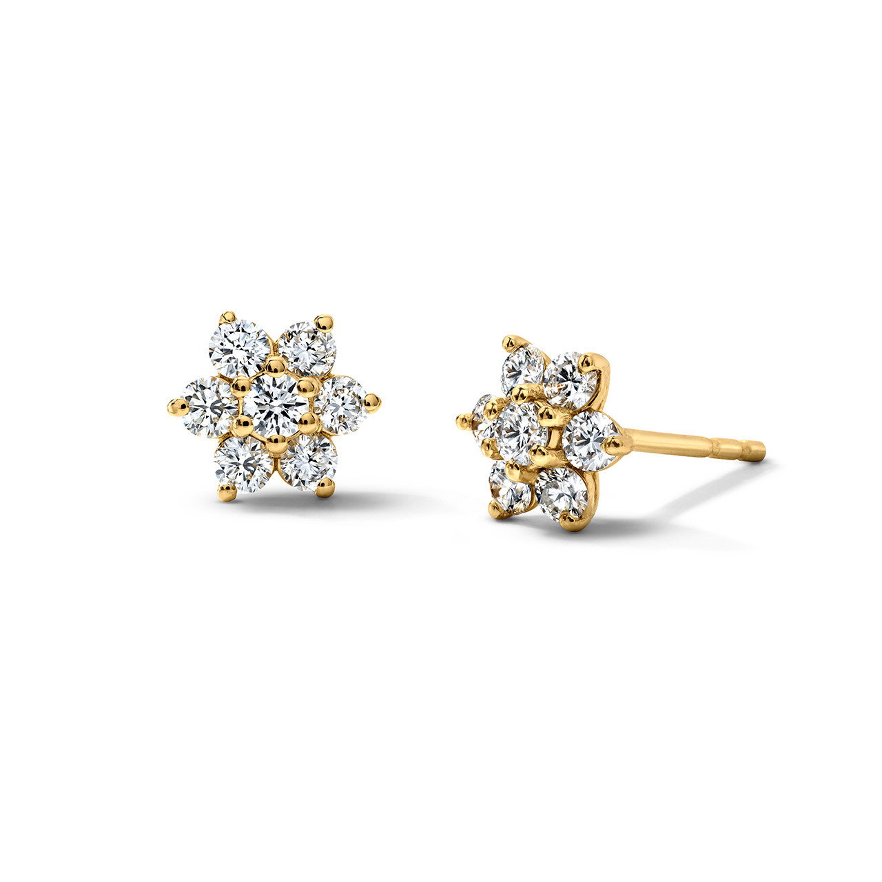 Diamond Cluster Flower Stud Earrings