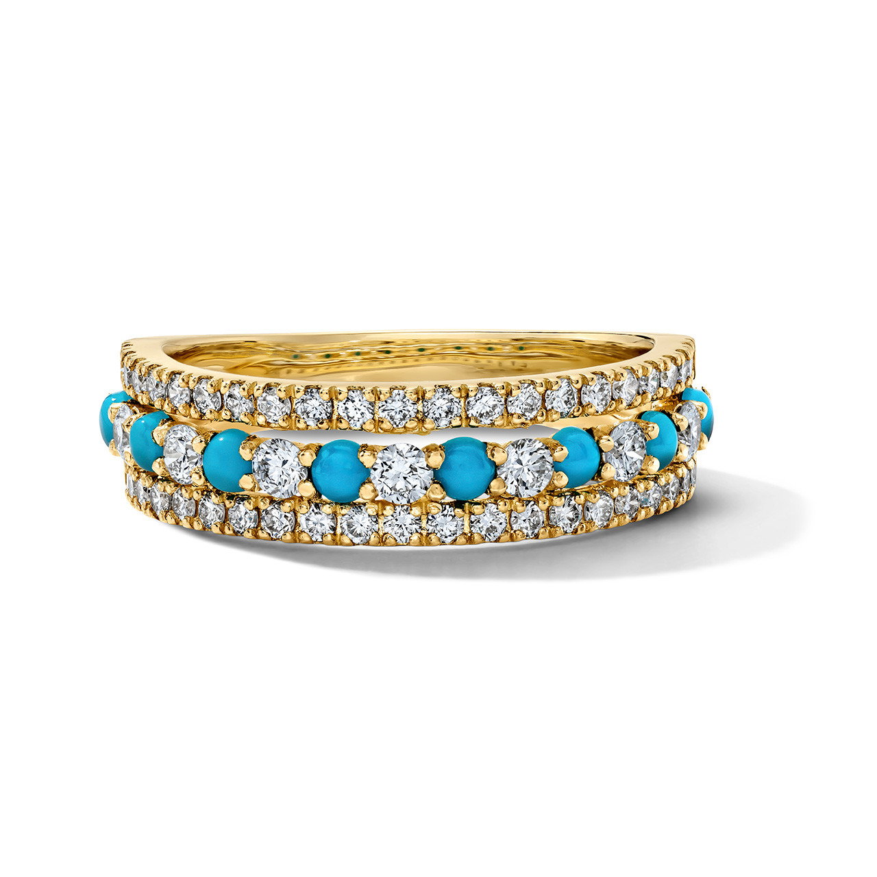 Three Row Turquoise Diamond Band 0