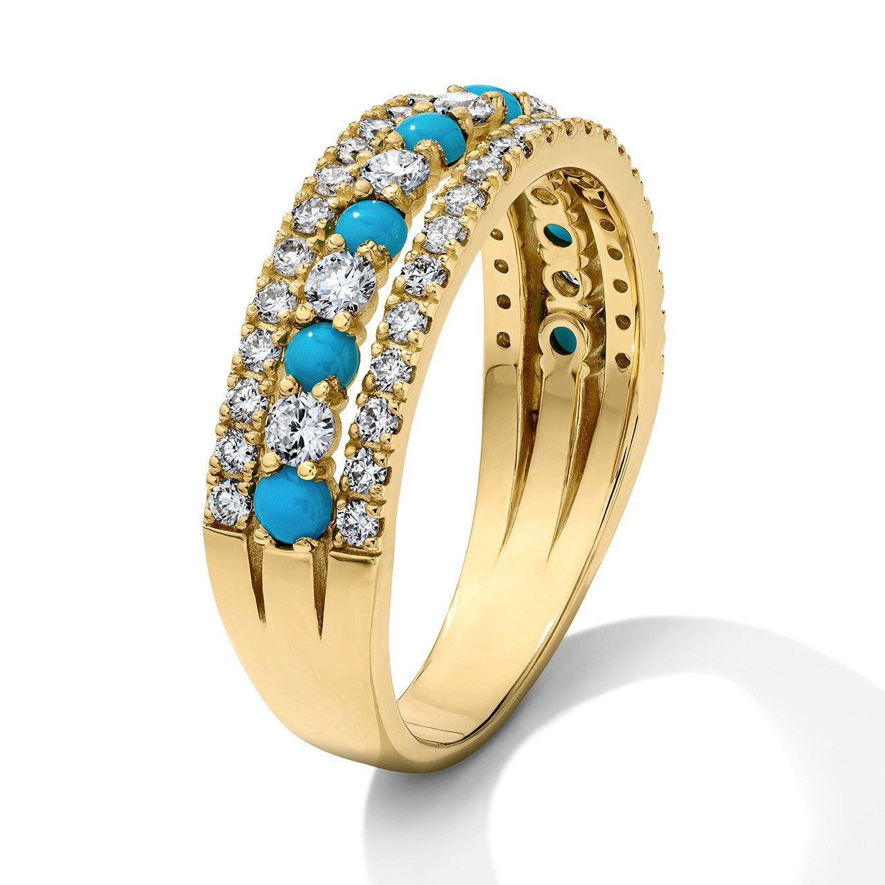 Three Row Turquoise Diamond Band 1