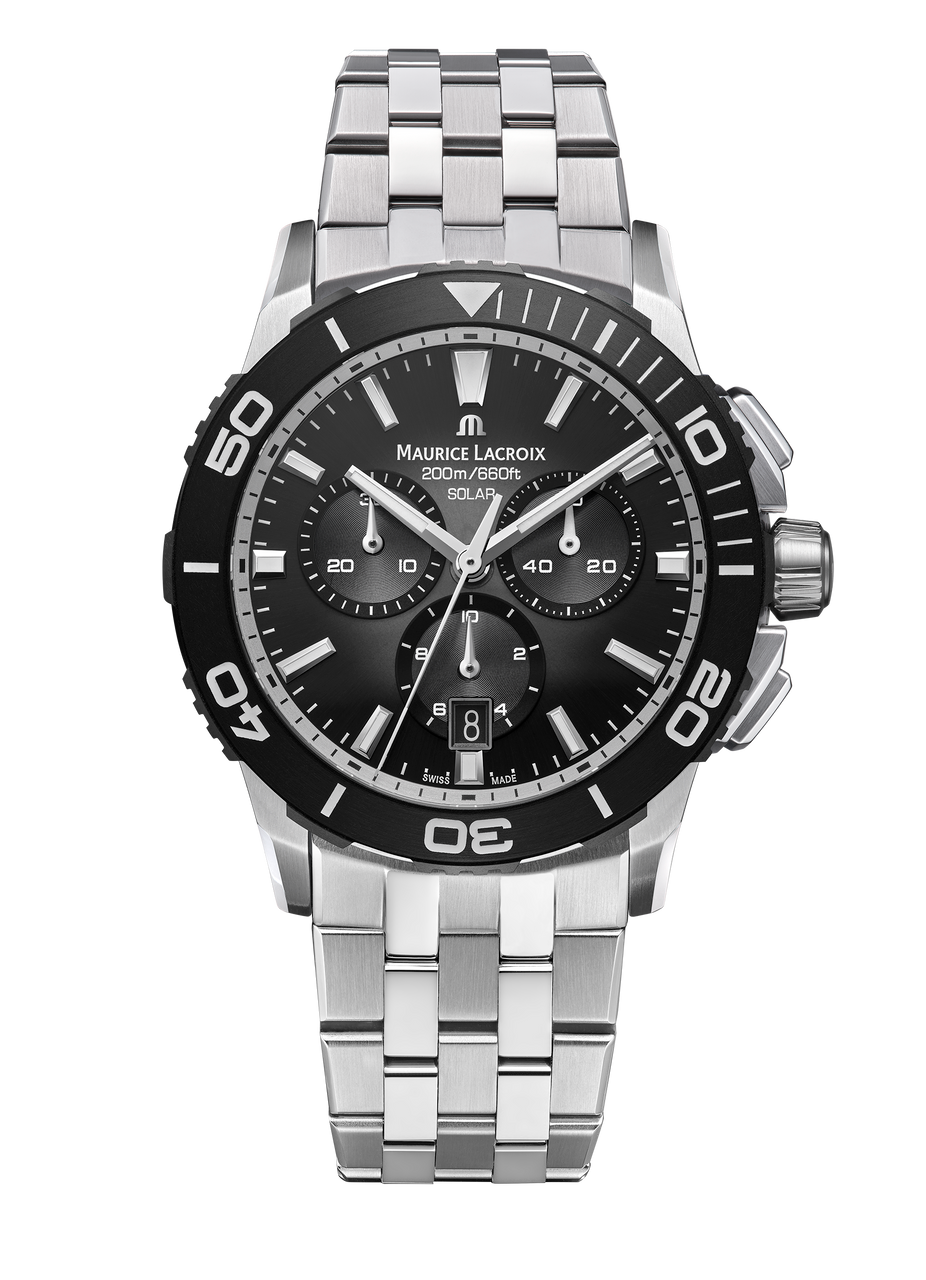 Maurice Lacroix Pontos S Solar Chronograph 42 Black Dial Watch | Stainless Steel