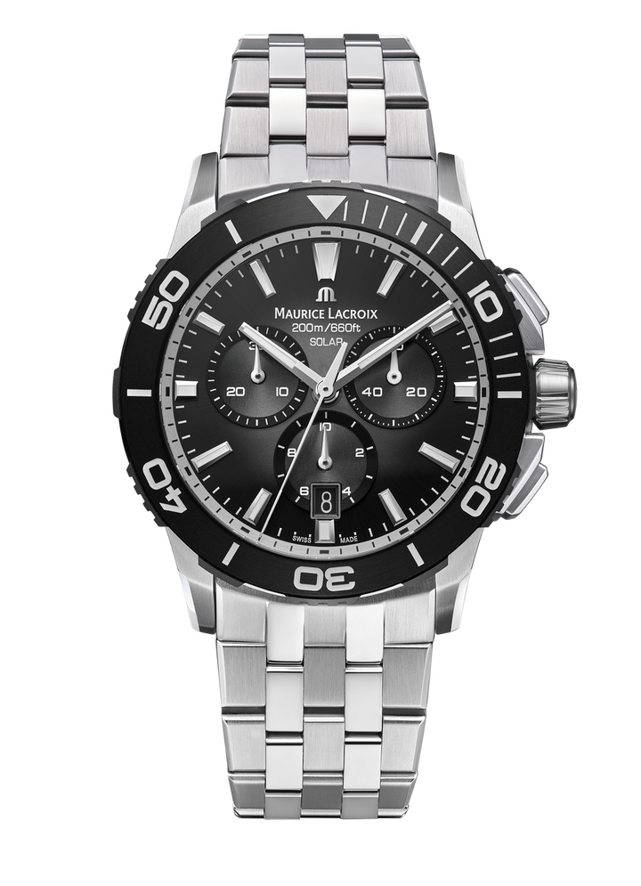 Maurice Lacroix Pontos S Solar Chronograph 42 Black Dial Watch | Stainless Steel