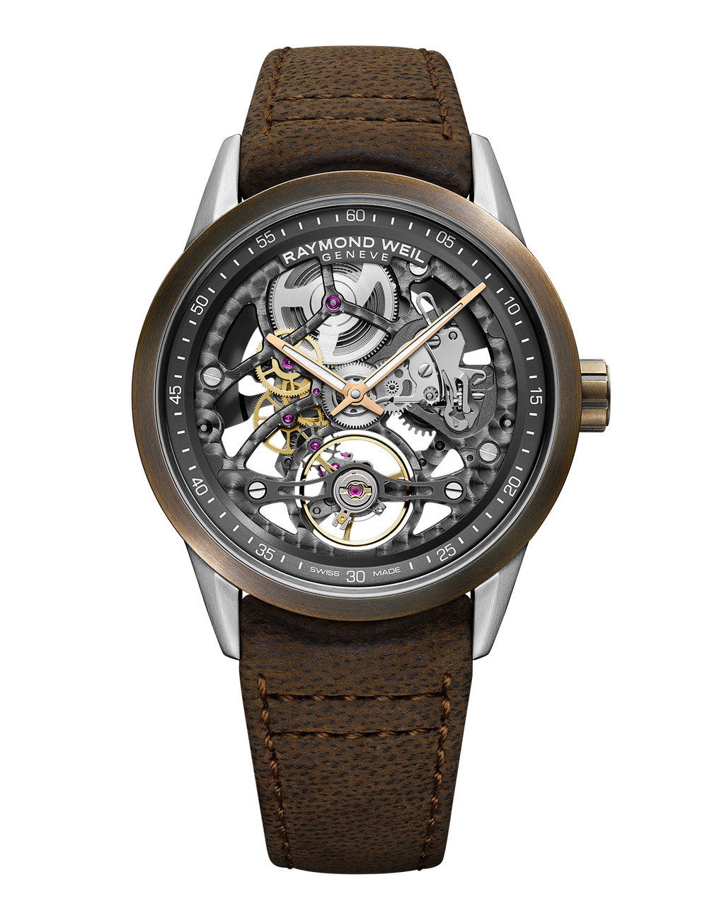 Raymond Weil Freelancer 42 Skeleton Dial Watch | Stainless Steel & Bronze