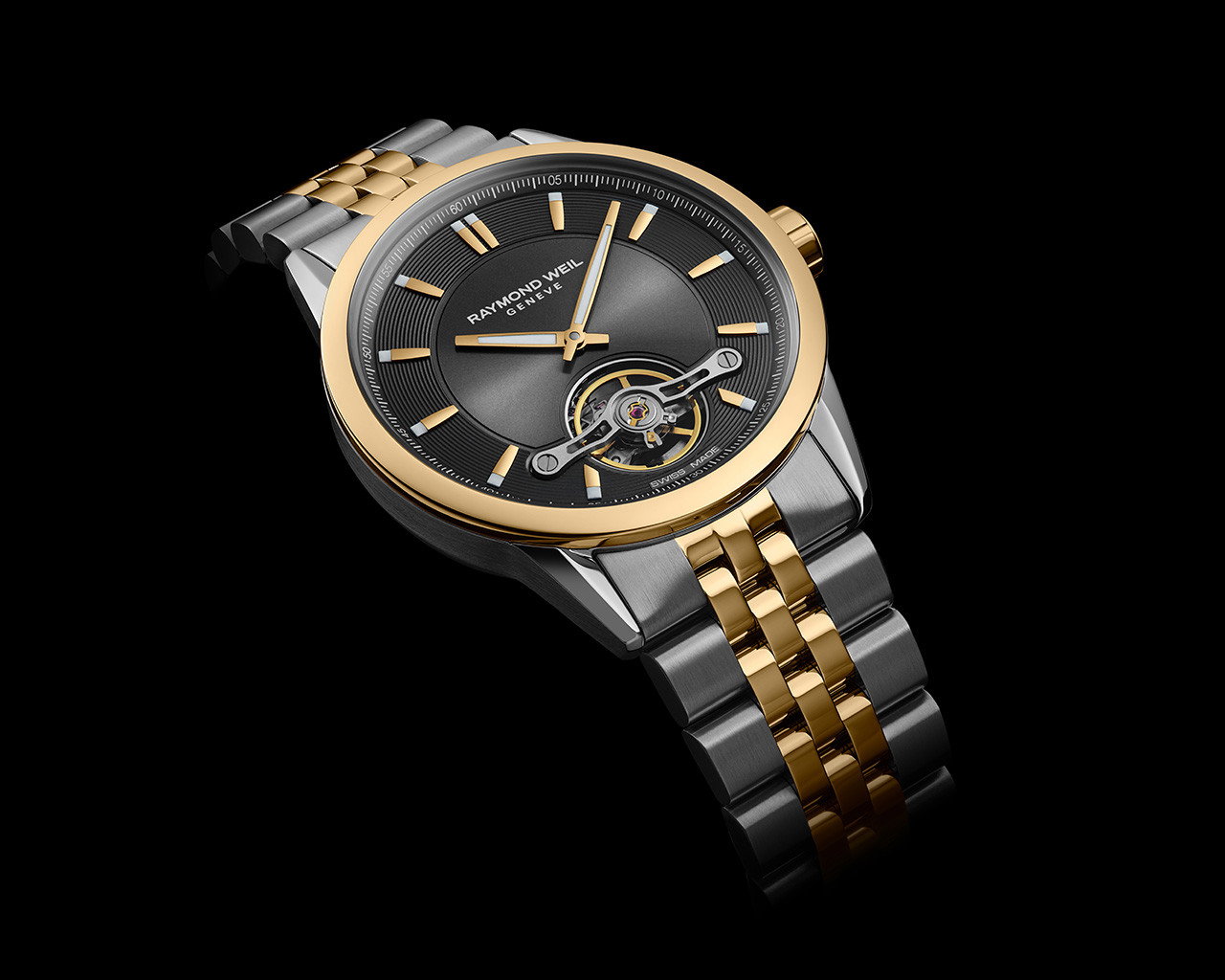 Raymond Weil Freelancer 42 Grey Dial Watch | Stainless Steel & Yellow Gold-PVD