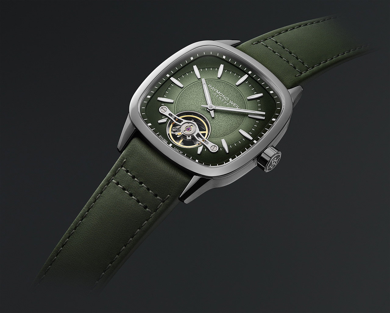 Raymond Weil Freelancer 40 Green Dial Watch | Stainless Steel
