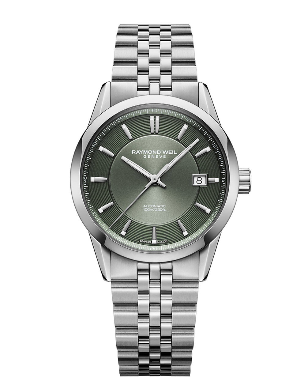 Raymond Weil Freelancer 38 Olive Green Dial Watch | Stainless Steel